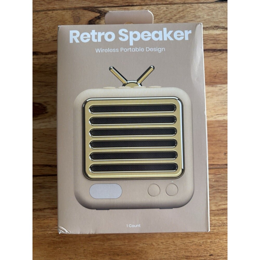 Retro Speaker Wireless Portable Bluetooth Sound System-Beige, NEW